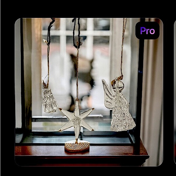 Set of 3 Crystal Glass Christmas Ornaments, Vantage, in box - Picture 6 of 15